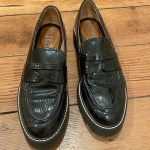 Franco Sarto Women's Balin Lug Sole Loafers Size 6.5 Black Patent